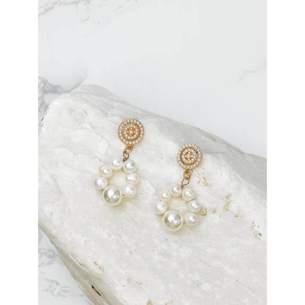 Bubbly Pearl Circle Drop Earrings